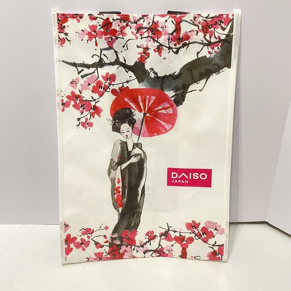 Daiso Handbags - DAISO‎ Reusable Shopping Tote Bag Geisha Sakura Blossoms 15.5x11 NWT